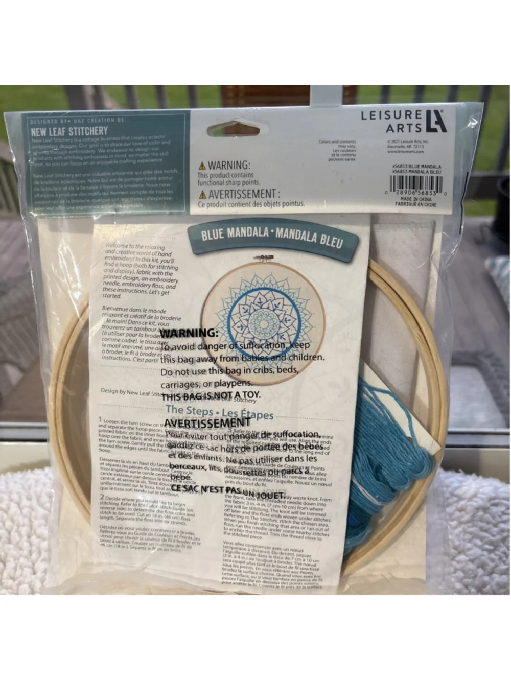 Leisure Arts Blue Mandala Embroidery Kit New Leaf Stitchery DIY Craft New